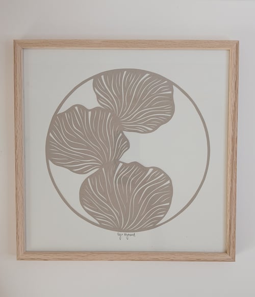 30x30cm papercut, beigegrå, indrammet  (3)