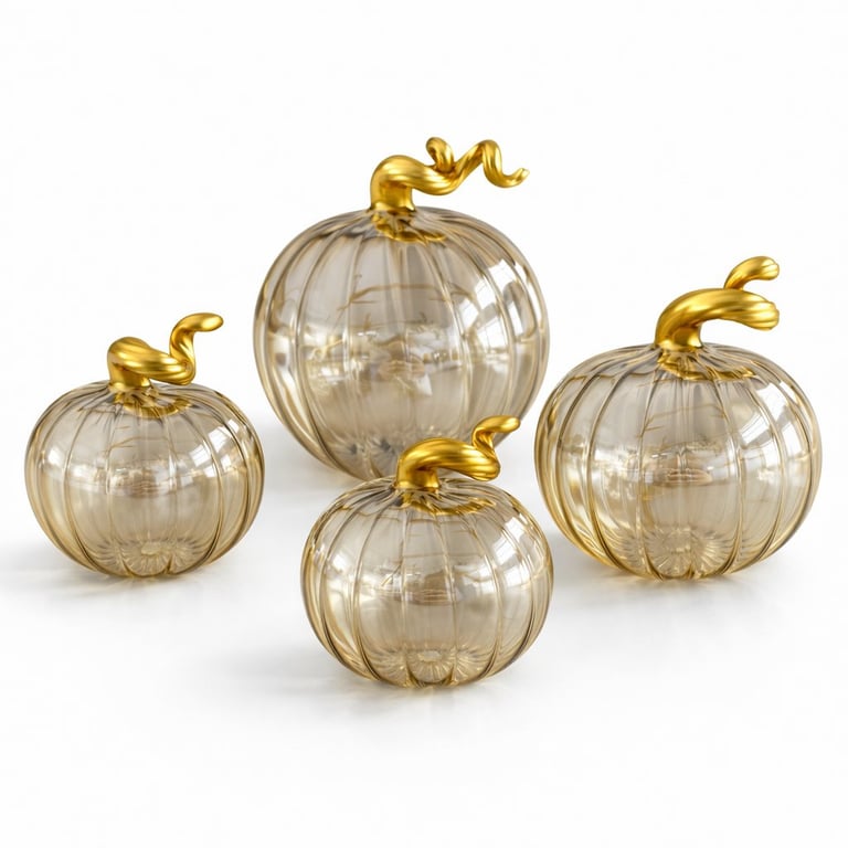 GRÆSKAR - CHAMPAGNEFARVET MED GULD - SÆT MED 4 STK.