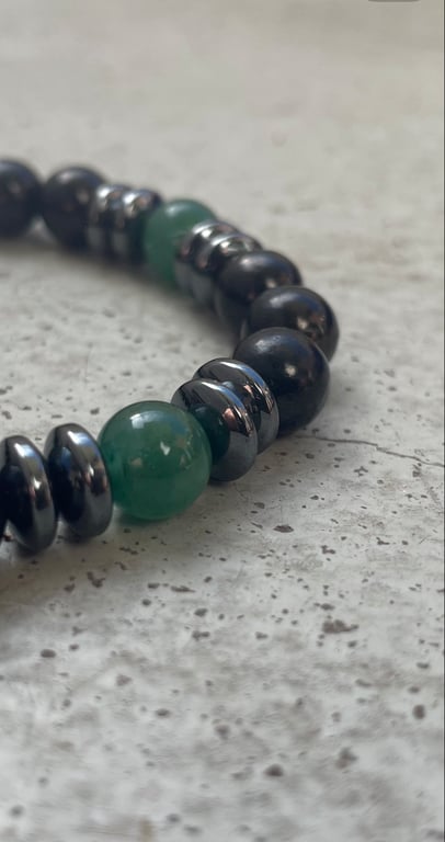 Shungit med grøn Aventurin og sort Hæmatit - Kvalitet A billede 3