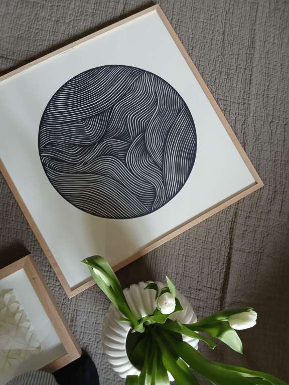 50x50cm papercut, Marineblå, Indrammet (2)