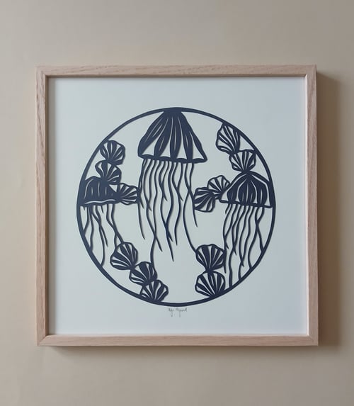 30x30cm "Hav af gopler" papercut, indrammet 