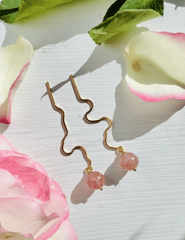 Ørekæder med Jordbærkvarts 