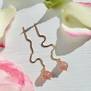 Ørekæder med Jordbærkvarts  – produktbillede