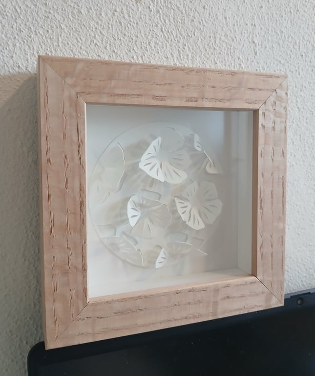 10x10, 3D papercut, hvid, indrammet  billede 2