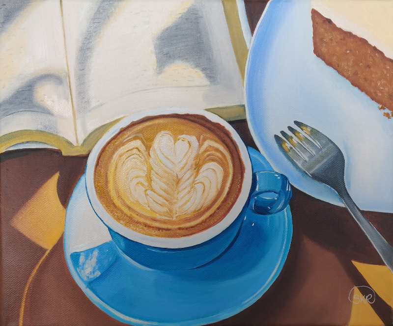 Kaffe i sommersol. 30*25