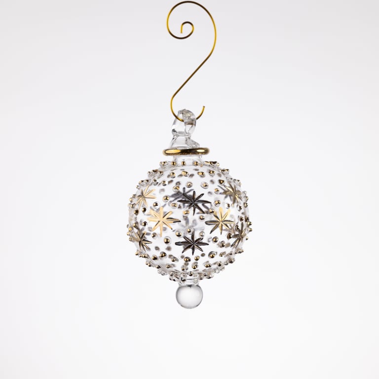 JULEKUGLE DESIGN 1003 KRYSTAL MED GULD ELLER HVIDGULD