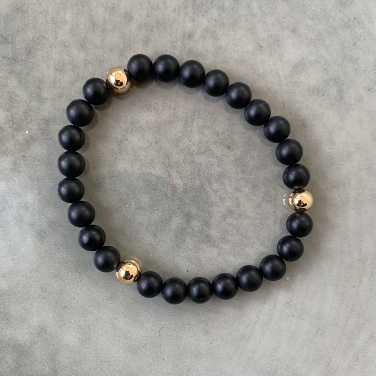 Sort agat armbånd 6mm
