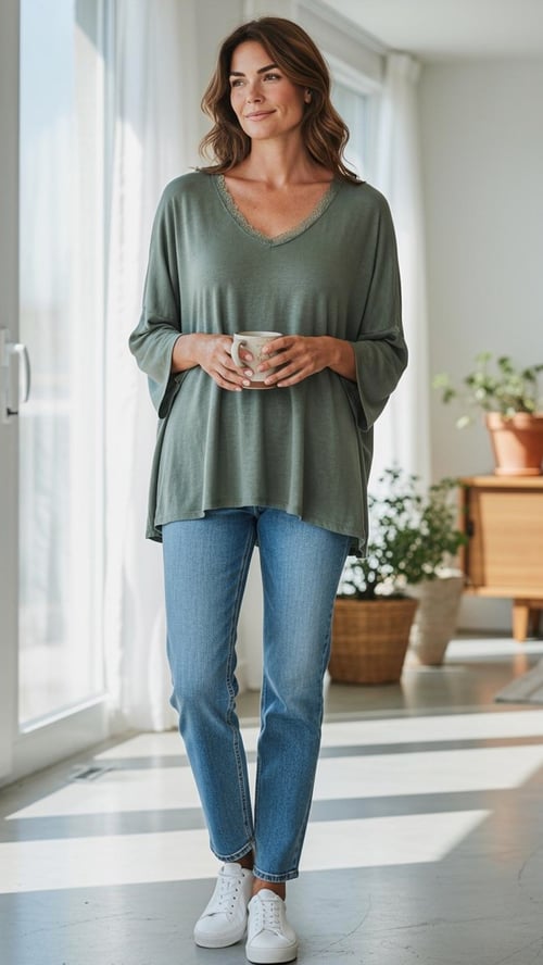 Melody viscose blouse, Kaki. Onesize 36-46. (2)