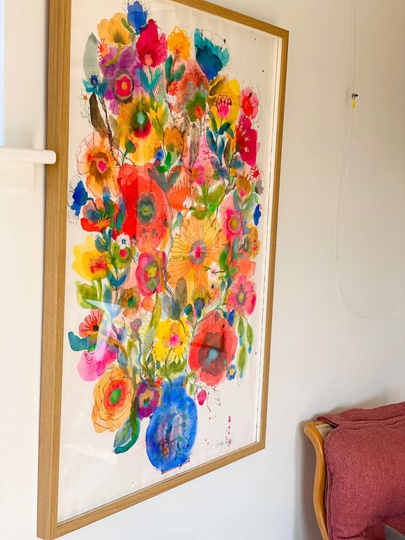 Ellen - kæmpe blå - original akvarel billede 9