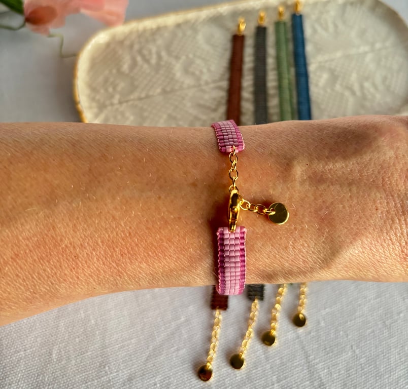 VÆVET JAPANSK ARMBÅND ROSA billede 2