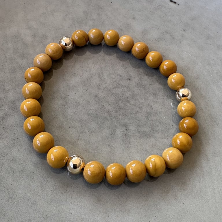 Gul mookait armbånd 6mm