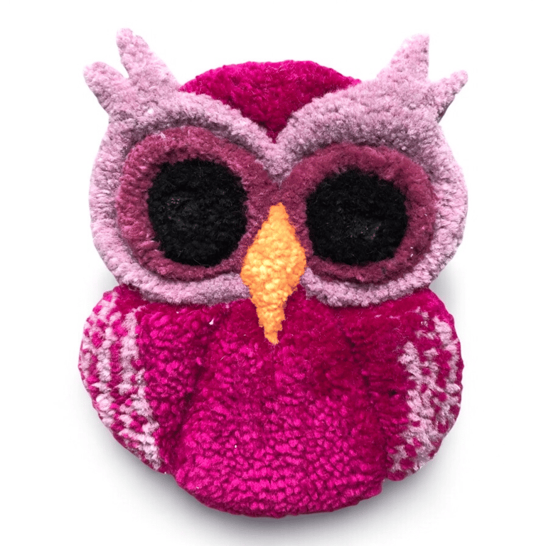 Tuftet ugle som vægophæng i 100% uld – Håndlavet til børneværelset  billede 3
