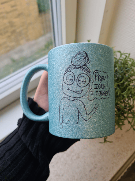 Krus: prøv igen i morgen Lys Blå Glimmer 