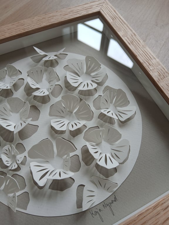 20x20, 3D papercut, beigegrå, indrammet  billede 3