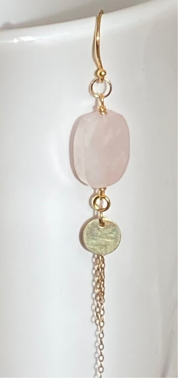 Enkel øreing med rosakvarts billede 2