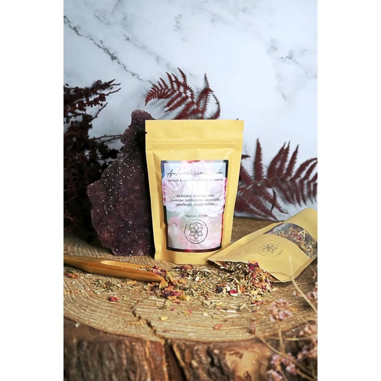 Afrodisiakum te med Damiana, Ginseng, Kakao, Rose, Kardemomme (3)