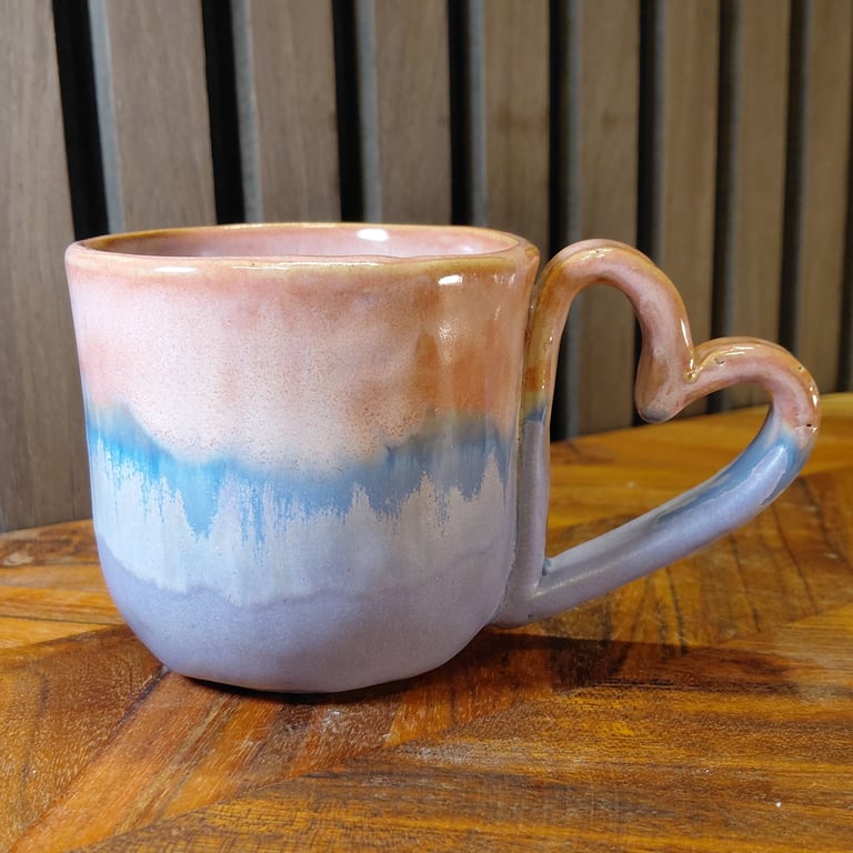 Kop med hjertehank lilla/rose billede 4