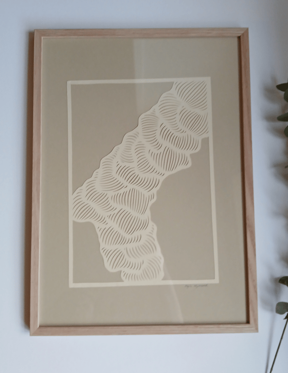 A3 papercut, beige, indrammet  (3)