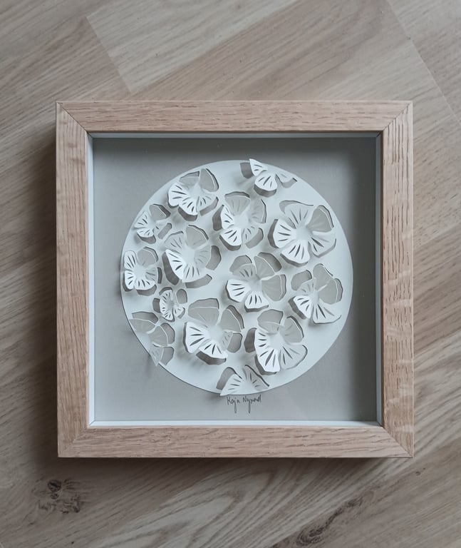 20x20, 3D papercut, beigegrå, indrammet  billede 2