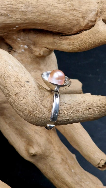 Rosa perle ring. billede 2