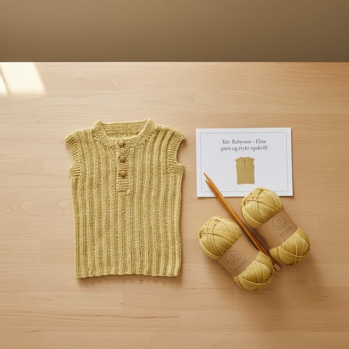 Kit: Babyvest - Elise garn og trykt opskrift