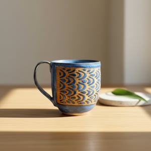 Blå mønstret kop – produktbillede