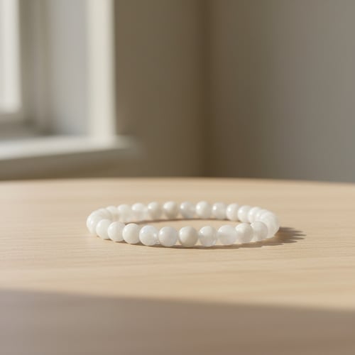 Hvid månestens krystalarmbånd  6 mm