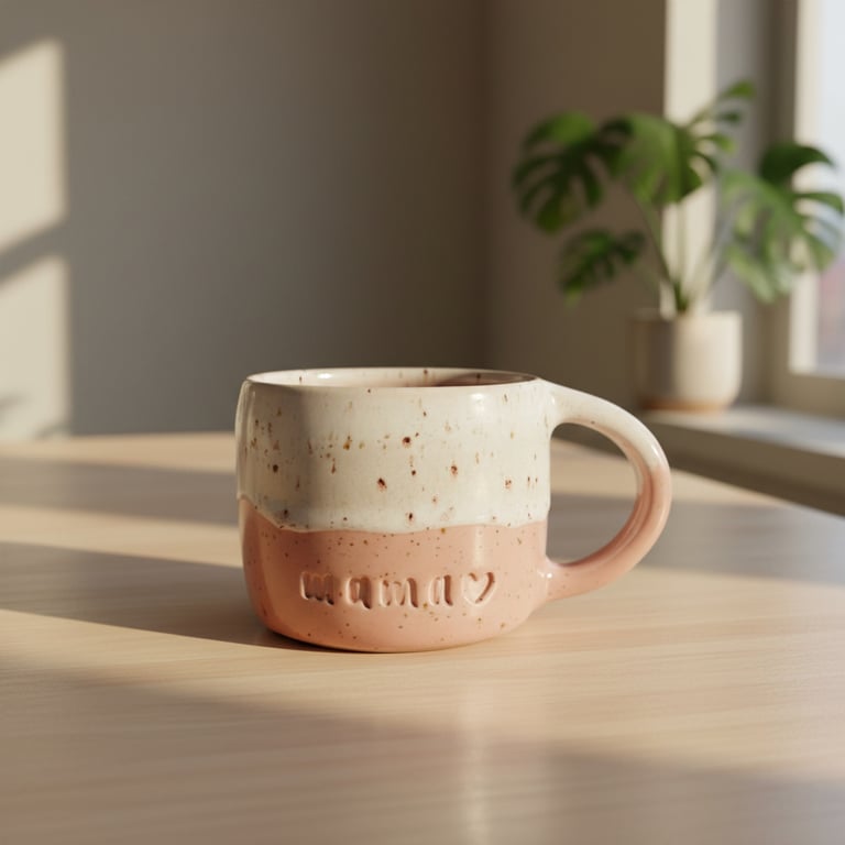 Lyserød mama krus. 300 ml. H: 7 cm