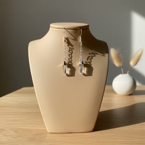 Kvarts Spids Øreringe Kæde i Sølvbelægning – produktbillede