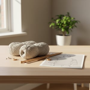 Kit: Raglanbluse med hulmønster på skuldre  – produktbillede