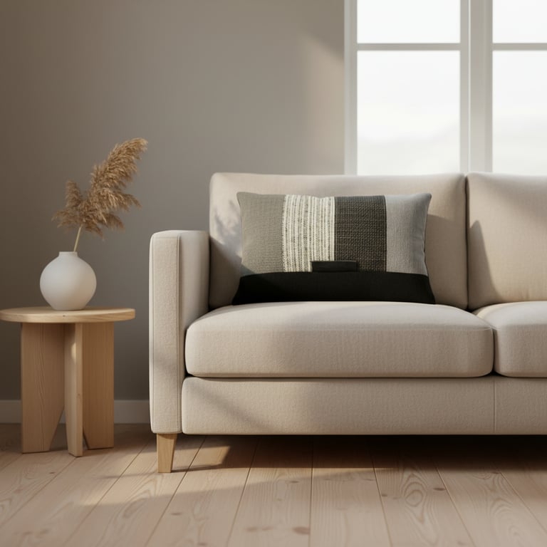 PUDE Unika design sofa pude grå sorte farver