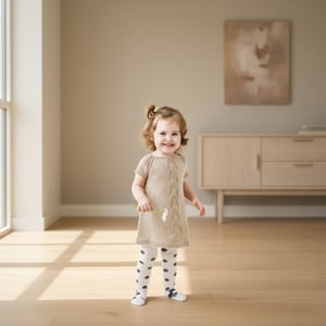 Opskrift: Babykjole med hulmønster str. 0-2 år – produktbillede