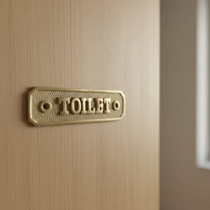 Toiletskilt - Støbejern/messing – produktbillede