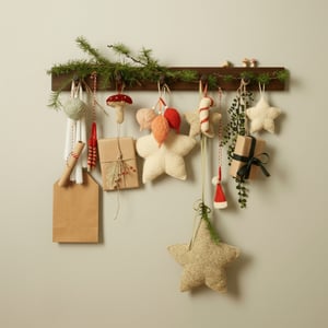 Opskrift: Hæfte med 10 strikke opskrifter på juleinteriør – produktbillede