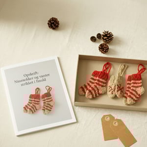 Opskrift: Nissesokker og vanter strikket i finuld – produktbillede