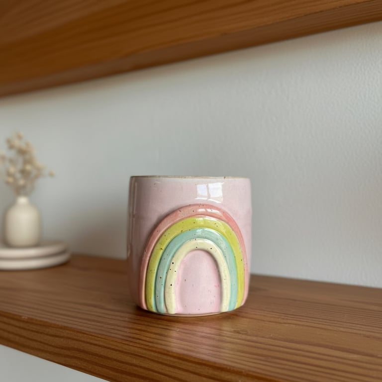 Regnbue krus. 330 ml. H: 8,5 