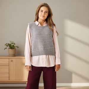 Opskrift: VEST MED RILLEMØNSTER - garn: Hannah by Permin – produktbillede