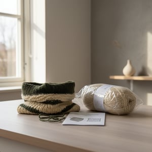 Kit: Halsrør i sekvensstrik - garn og opskrift – produktbillede